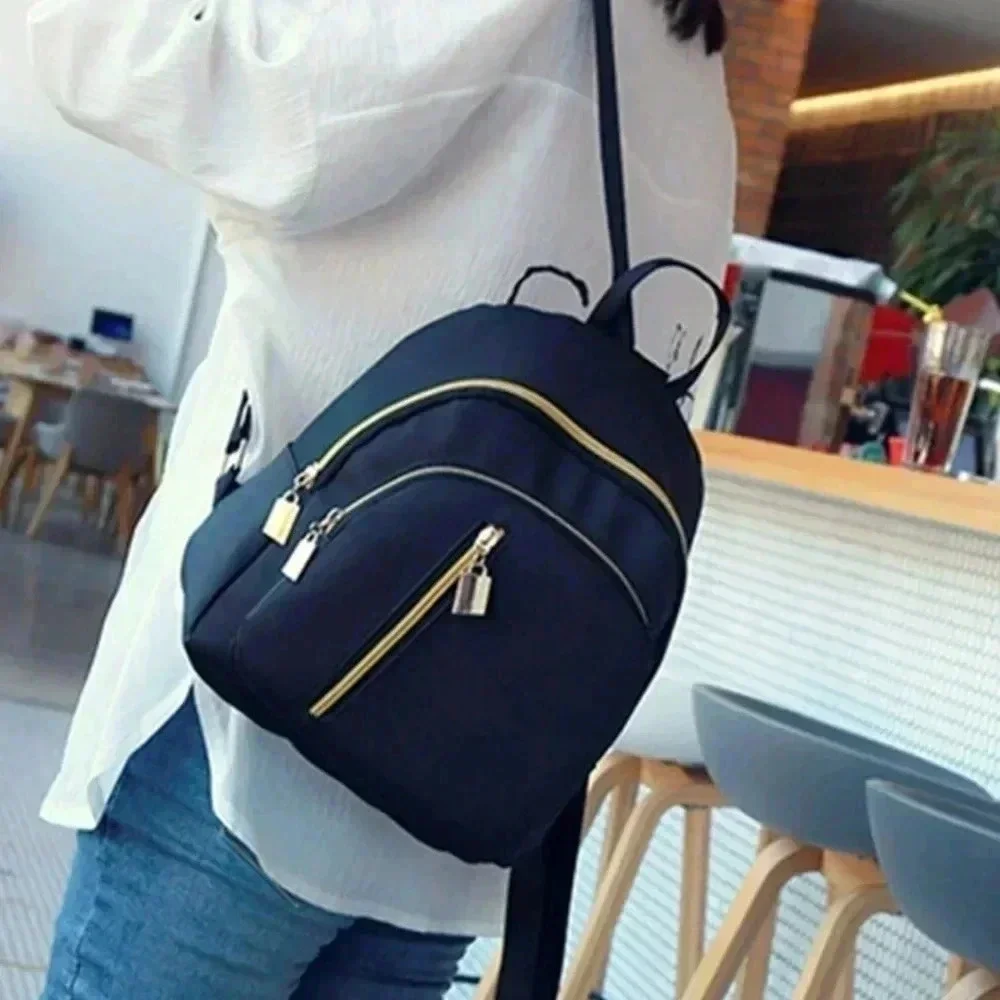 Gold black zipper handbag purse satchel backpack women's bag unisex crew men's f